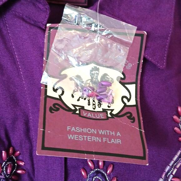 Vintage Gordon & James Purple Western Button Up Beaded Cowgirl New - Picture 4 of 6